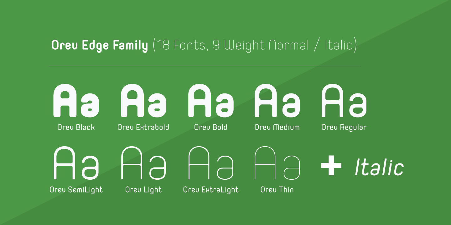 Ejemplo de fuente Orev Edge Light Italic